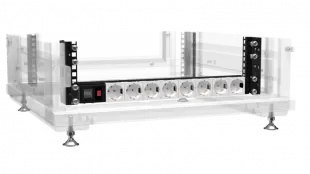 Блок розеток 19", 1U, 10А, (вх.: С14, вых.: 8xEU), с выкл-м, метал. корпус 