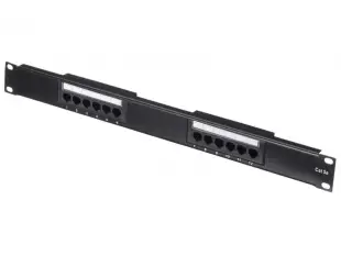 Патч-панель UTP, 19", 12 портов RJ45, cat.5е, 1U, 110 Type, черная "L" 