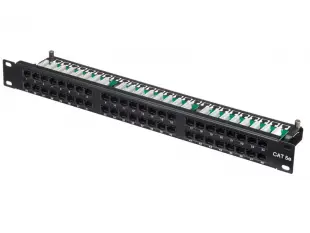 Патч-панель UTP, 19", 48 портов RJ45, cat.5е, 1U, Krone Type, компактная, "L" 