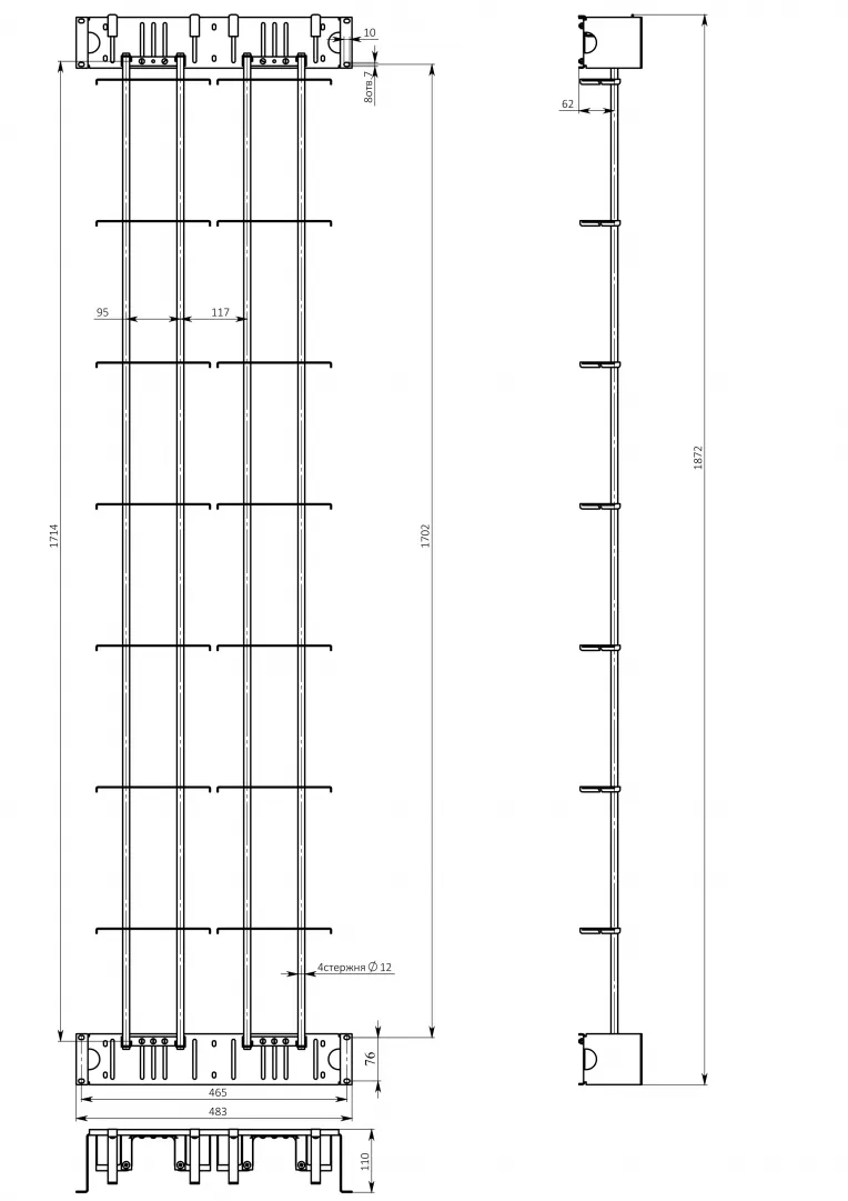 Кросс-модуль вертикальный  КМВ 19"-2/1200 (42U) img_1